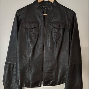 KENNETH COLE Women’s 100% LEATHER biker bomber jacket Small Black (pre-owned)